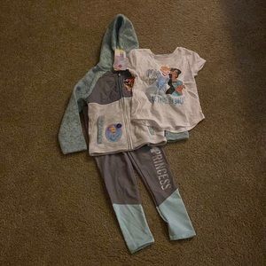 Girls Disney Princess 3 Piece Set 5 NWT Grey and Mint